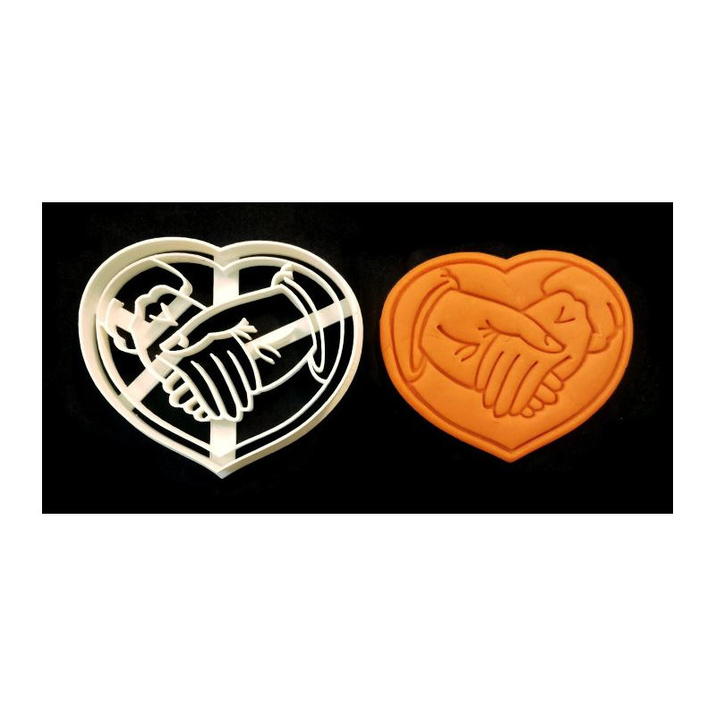 Heart holding hands wedding style cookie cutter