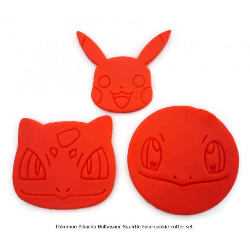 Pokemon Pikachu Bulbasaur Squirtle Face cookie cutter set