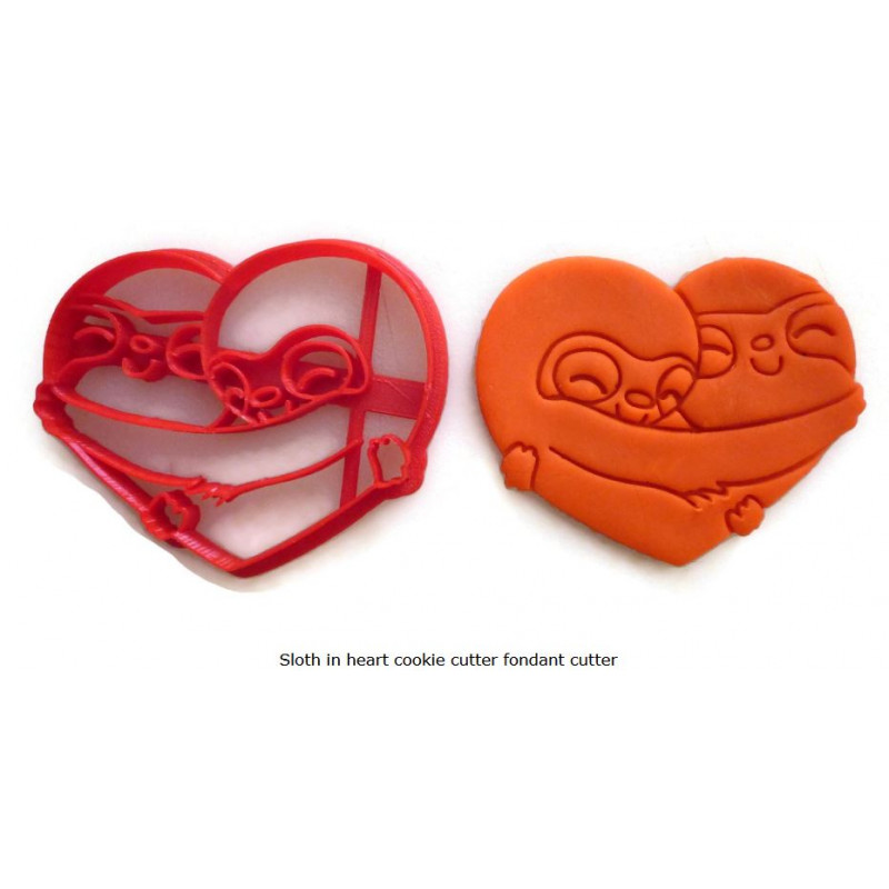 Sloth in heart cookie cutter fondant cutter