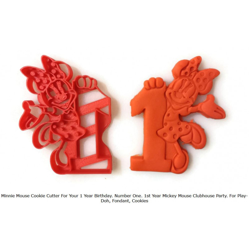 Minnie Mouse Cookie Cutter For Your 1 Year Birthday. Number One. 1st Year Mickey Mouse Clubhouse Party
