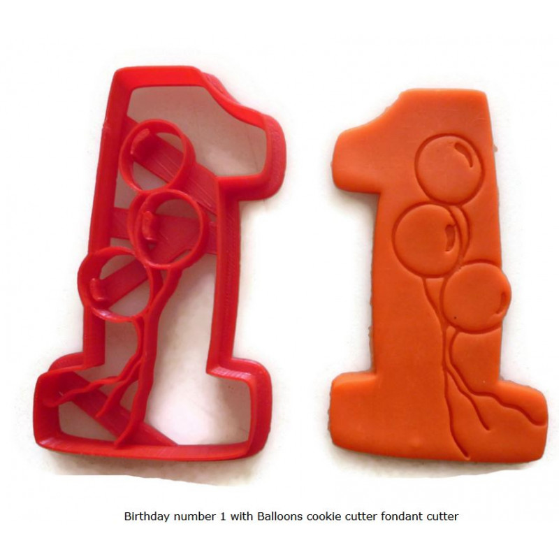 Birthday number 1 with Balloons cookie cutter fondant cutter