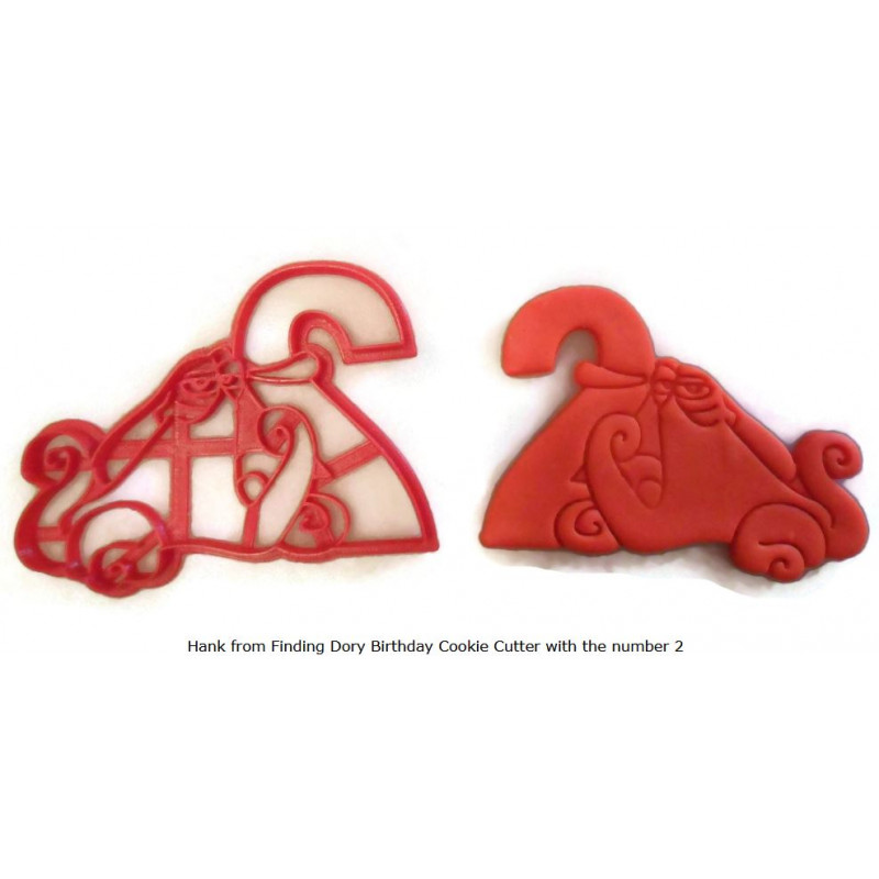 Hank from Finding Dory Birthday Cookie Cutter with the number 2