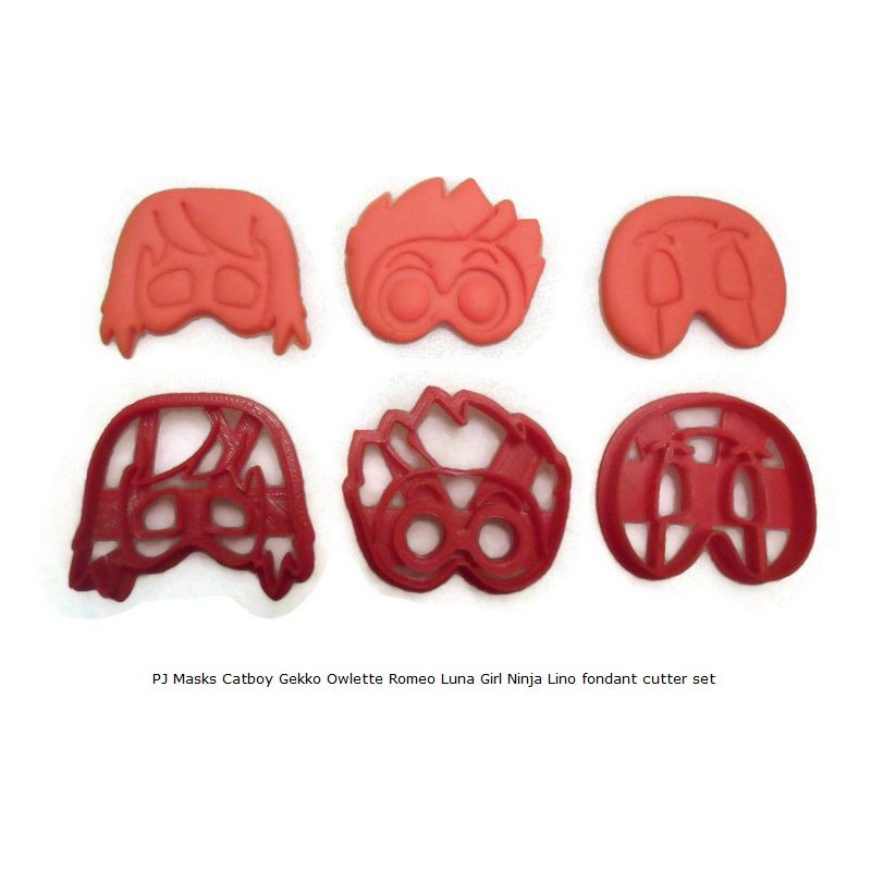 PJ Masks Romeo, Luna Girl, Ninjalino fondant cutter set for cupcakes