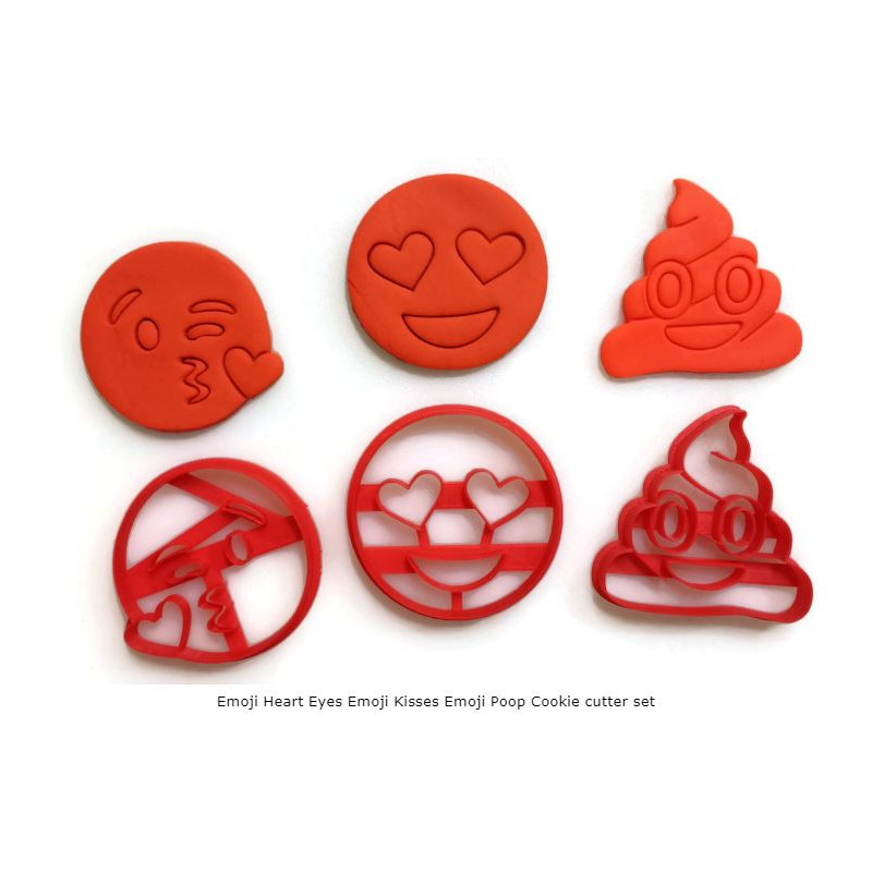 Emoji Heart Eyes Emoji Kisses Emoji Poop Cookie cutter set