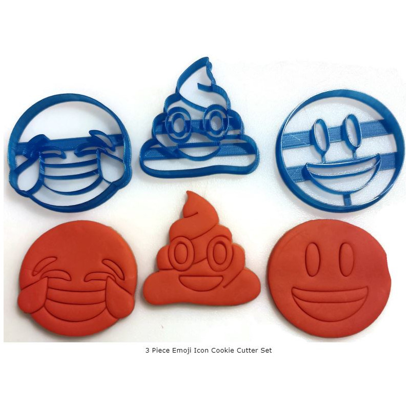 3 Piece Emoji Icon Cookie Cutter Set