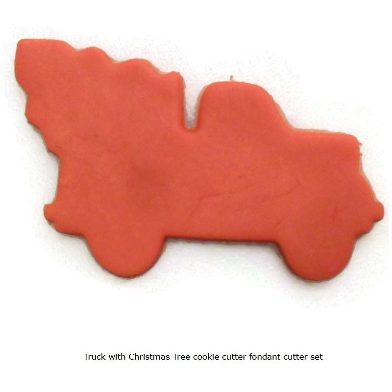 Truck with Christmas tree cookie cutter