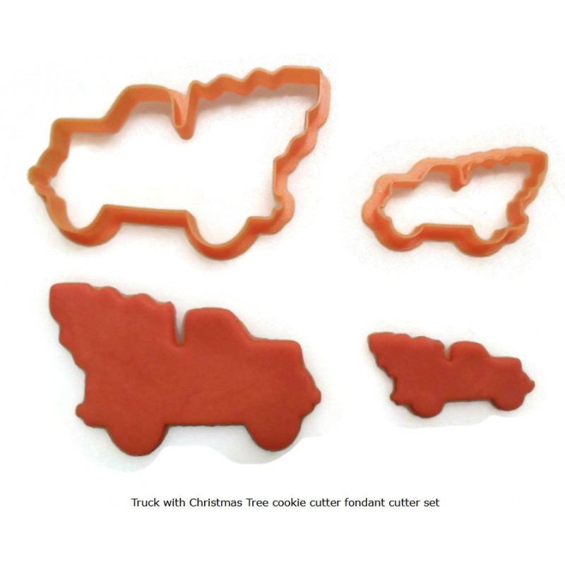 Truck with Christmas Tree cookie cutter fondant cutter set